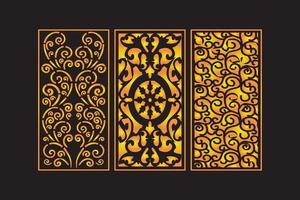 Decorative Die Cut Floral Seamless Abstract Pattern Laser Cut Panels Gold Template vector