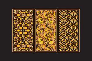Decorative Die Cut Floral Seamless Abstract Pattern Laser Cut Panels Gold Template vector