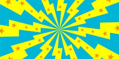 historieta cómica de fondo azul y amarillo con estrellas y truenos vector