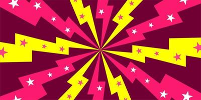 Comic cartoon pink background with star and thunder