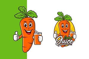 ilustración de diseño de dibujos animados de mascota de jugo de zanahoria vector