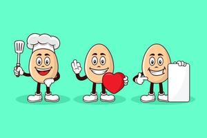 Set eggs mascot cartoon character design illustration collection vector