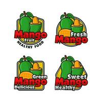 Green mango badge label design collection vector