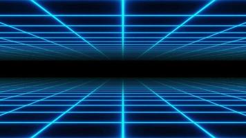 4K video animation loop. Seamless loop of an endless grid corridor with glowing blue lights.