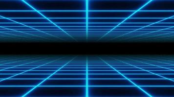 4K video animation loop. Seamless loop of an endless grid corridor with glowing blue lights.