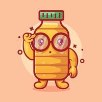 genius cooking oil bottle character mascot with think expression isolated cartoon in flat style design vector