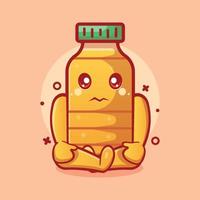 funny cooking oil bottle character mascot with sad expression isolated cartoon in flat style design vector