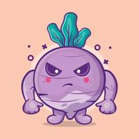 turnip vegetable character mascot with angry expression isolated cartoon in flat style design vector