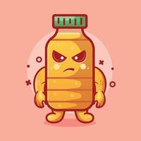 funny cooking oil bottle character mascot with angry gesture isolated cartoon in flat style design vector