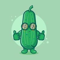 cute cucumber character mascot with thumb up hand gesture isolated cartoon in flat style design