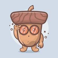 genius acorn character mascot thinking isolated cartoon in flat style design