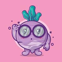 Genius turnip vegetable character mascot with think gesture isolated cartoon in flat style design vector