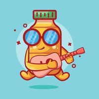 cool cooking oil bottle character mascot playing guitar isolated cartoon in flat style design vector