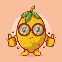 linda mascota de personaje de limón con pulgar arriba gesto de la mano dibujos animados aislados en un diseño de estilo plano. gran recurso para icono, símbolo, logo, pegatina, banner. vector