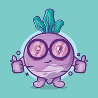 cute turnip vegetable character mascot with thumb up hand gesture isolated cartoon in flat style design vector