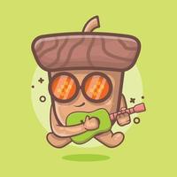 cute Acorn character mascot playing guitar isolated cartoon in flat style design vector