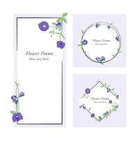 Set of hand drawn butterfly pea floral frame banner vector