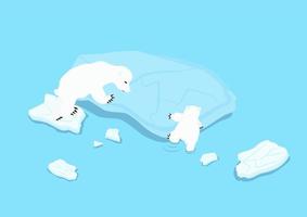 polar bear family on melting iceberg from global warming vector