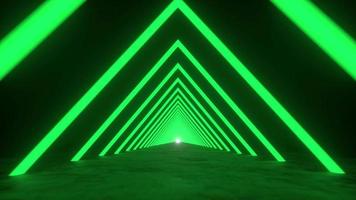 Moving forward through an endless futuristic triangular tunnel. 4K Video Animation loop.