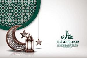 plantilla de fondo de eid mubarak de estilo retro con círculo de marco y adornos