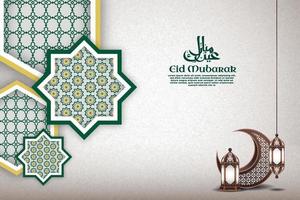 Islamic Eid Mubarak background with Frames and realistic ornament vector