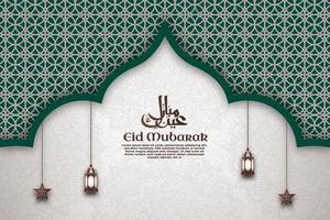eid mubarak template transparent mandala background with simple ornament vector