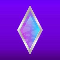 Game gem crystal for ui design and gaming achievement. Custom achievement. Cartoon vector illustration. Isolated gem for mobile app