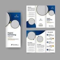 Digital marketing trifold brochure annual report cover, business tri fold corporate brochure cover or flyer design. Leaflet presentation. Catalog with Abstract geometric background. vector