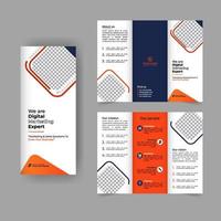 Business trifold brochure annual report cover, digital marketing tri fold corporate brochure cover or flyer design. Leaflet presentation. Catalog with Abstract geometric background. vector