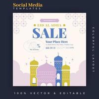 diseño de publicaciones en redes sociales de eid al adha. una buena plantilla para publicidad en las redes sociales. perfecto para publicaciones de venta en redes sociales y anuncios web en Internet. vector