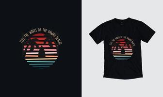 diseño de camisetas gráficas de verano, camisetas elegantes y diseños de ropa de moda con letras y diseños de ilustraciones vectoriales imprimibles. vector