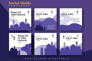 diseño de publicaciones en redes sociales de eid al adha. una buena plantilla para publicidad en las redes sociales. perfecto para publicaciones de venta en redes sociales y anuncios web en Internet. vector