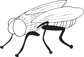 icono de mosca. estilo de garabato dibujado a mano. , minimalismo, moscas de plagas de insectos de bosquejo monocromo vector