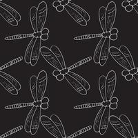 dragonfly seamless pattern. hand drawn doodle style. , minimalism, monochrome, sketch. insect, flies wallpaper digital paper wrapping textile texture vector