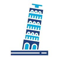 pisa torre glifo icono de dos colores vector