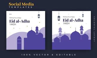 Eid Al Adha Social Media Post design. A good template for advertising on social media. Perfect for social media Sale posts, and web banner internet ads. vector