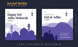 diseño de publicaciones en redes sociales de eid al adha. una buena plantilla para publicidad en las redes sociales. perfecto para publicaciones de venta en redes sociales y anuncios web en Internet. vector