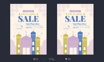 Eid Al Adha Flyer. Eid, Ramadan Kareem set of posters or invitations design. decorative retro greeting card or invitation layout design vector