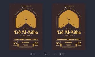 Eid Al Adha Flyer. Eid, Ramadan Kareem set of posters or invitations design. decorative retro greeting card or invitation layout design vector