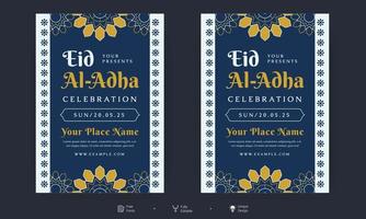 folleto de eid al adha. eid, ramadan kareem conjunto de carteles o diseño de invitaciones. tarjeta de felicitación retro decorativa o diseño de diseño de invitación vector