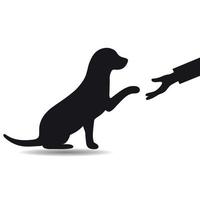 illustration a dog holds out a paw to a man vector