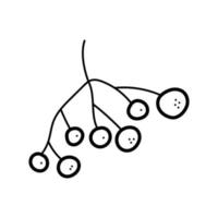 Twig with berries in a simple doodle style. Vector isolated illustration.
