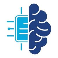 Brain Chip Glyph Two Color Icon vector
