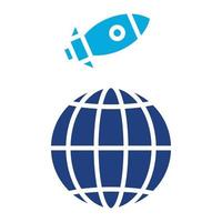 Rocket Earth Glyph Two Color Icon vector