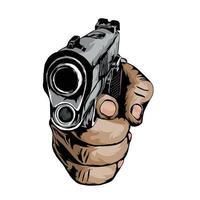 hand holding a gun Vector  white background