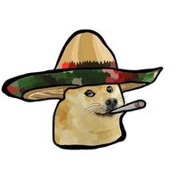 smoking dog wearing a hat vector White background