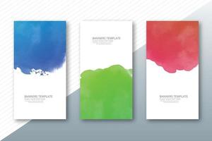 Abstract colorful watercolor paint splash banner set design vector