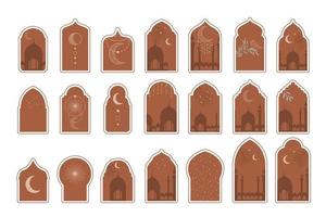 Islamic Arabic arch window and door geometric laser cutting template. Traditional design and culture. vector