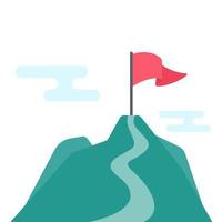 red flags placed on high mountains Ideas for achieving business goals vector