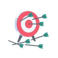 Arrows shot to the center of the target. business goal setting concept vector